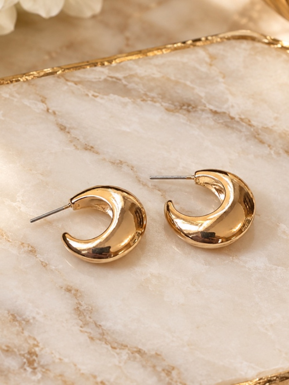 Gold Mini Chunky Half Hoop Earrings
